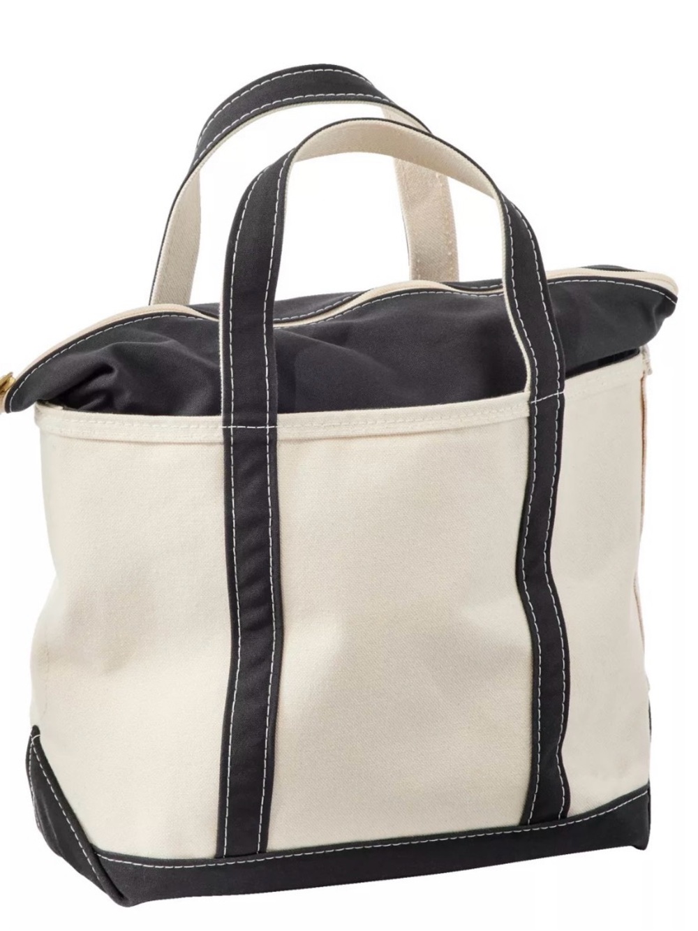 L.L. Bean Canvas Tote Bag in Cream and Black